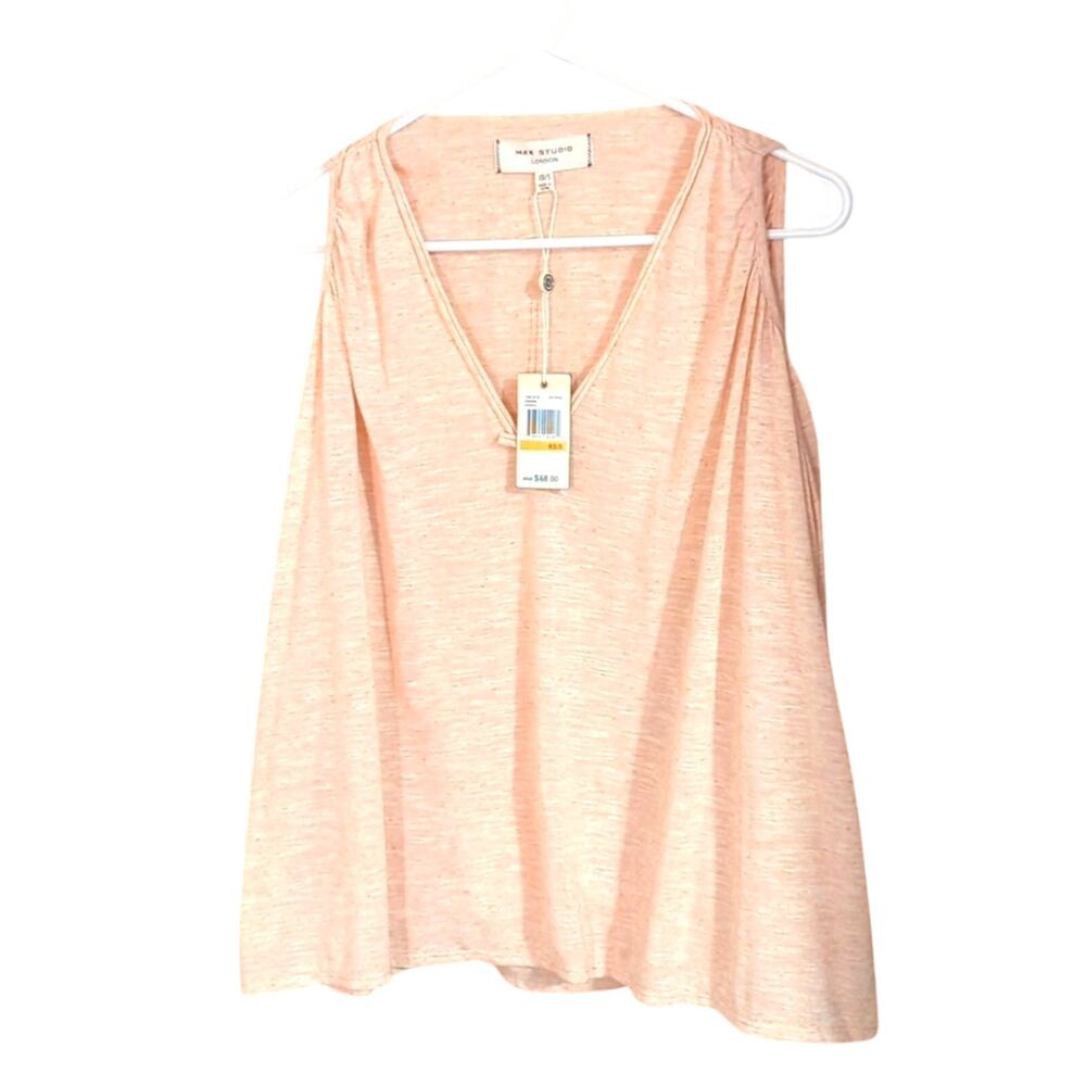 Max Studio London NWT Oatmeal Poly Linen Blend Cold Shoulder Jersey Size XS/S